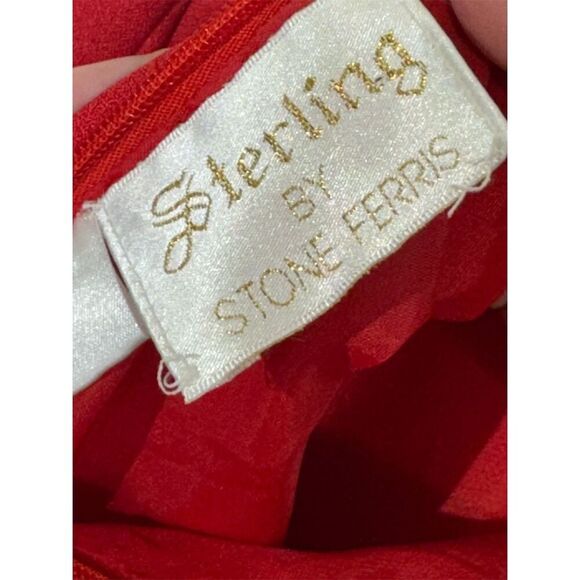 Vintage Sterling by Stone Ferris Red Gown Sz 8 Sequin Trim Open Back Y2K Formal - Picture 7 of 8